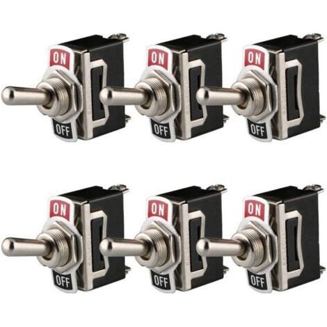 Interrupteur à Bascule 12V-24V-48V-110V/10A, 220V-230V/6A, SPST ON/OFF 2 Positions 2 Broches, pour Voiture Tableau de Bord Lumière (Pack de 6, Noir) (1/4)