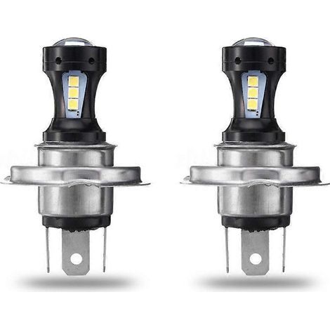 Compatible avec deux ampoules LED H4 3030 pour phares de moto (feux de route et de croisement), 6500K, 12-24V (1/5)