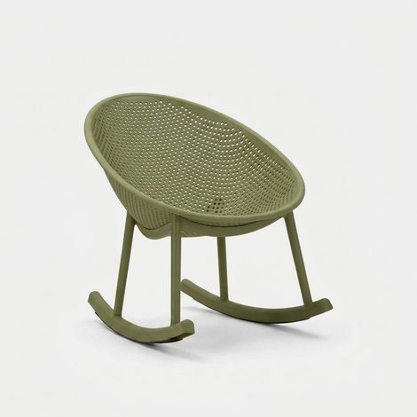 Sedia a Dondolo Ibiza Verde 66x88x80 cm in Polipropilene - Dondolo Elegante e Naturale - Serie 940 (1/5)