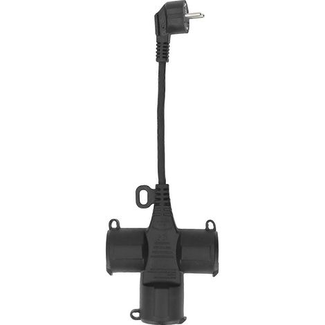 Multiprise 3 prises étanche IP44, 3 prises secteur, câble d'extension de 14 cm (1,5 mm²), 16 A (1/5)