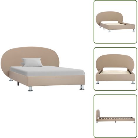Bettgestell Cappuccino-Braun Kunstleder 100x200 cm - Bettrahmen - Kunstlederbettwäsche - Doppelbett - Boxspringbett - Modernes Bett (1/5)