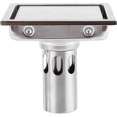 110mm Square Floor Drain in 304 Stainless Steel, Floor Drain with Hair Filter, Tile Insert, Anti-Clogging, and Odor Control, for Kitchen, Bathroom, Toilet, and Balcony, Large Diameter (1/5)