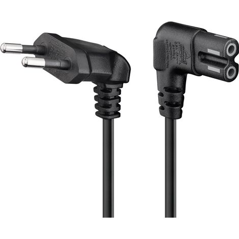 Câble de Raccordement avec Europlug, Coudé, 5 m, noir, Europlug (type C, CEE 7/16) 90° prise C7 90°. Longueur de câble 5 m (1/3)