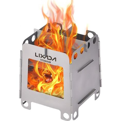 Lixada Titanium Faltbarer Campingkocher, leicht und tragbar, Taschen-Holzkocher für den Outdoor-Einsatz