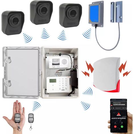 Kit "hangar agricole" - Point d'alerte GSM IP65 + 3 détecteurs de mouvement + 1 d'ouverture + 1 sirène (DA600+/KP) (1/5)