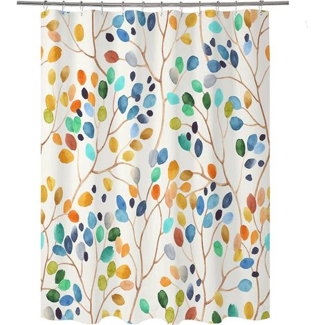 Rideau de douche floral botanique 180x180 cm, imperméable et anti-moisissure, haut de gamme, avec 12 crochets inclus, tissu résistant, décoration salle de bain, voilage hydrofuge lavable. (1/5)