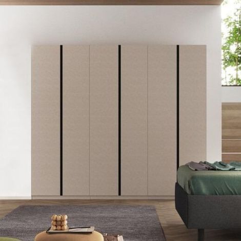 Armadio 6 ante battenti colore cashmere 275 cm con maniglie antracite Londra (1/2)