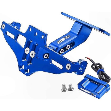 Support de plaque d'immatriculation universel avec éclairage LED pour motos 2012-2016 (bleu) (1/4)