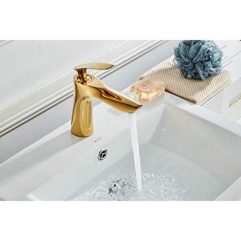 Waschtischarmatur für Badezimmer, Messing-Mischbatterie, Gold-Chrom-Gold-Finish, Waschtischarmatur