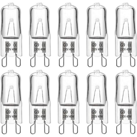 Bulb Halogen G9 40W 230V, 480LM 2900K White Warm Dimmable, G9 Bulbs Capsule, for Chandeliers, Lamps of Landscape, Wall Chandeliers, Lighting of cabinet, Set of 10 (1/5)