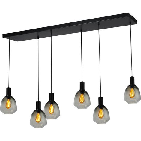 Lampe suspendue 6 lumières - noire - Porto avec des lunettes vertes Nicolette - 2711-05-05-130-25614