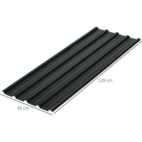 Lot de 12 panneaux de remplacement pour abri de jardin (129 x 45 cm, acier galvanisé gris foncé) (1/5)