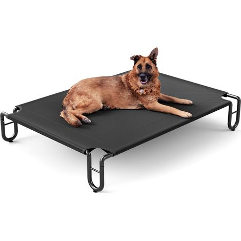 Refreshing Raised Dog Bed Camp Bed for Dogs, Cats, Pets Indoor Outdoor Large Size Dog Basket Indestructible Cushion (Black, L) (1/5)