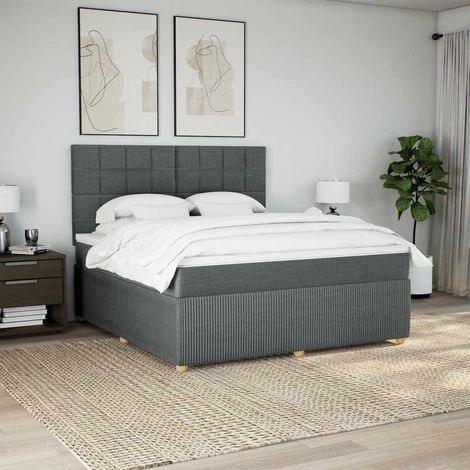 vidaXL Sommier à lattes de lit avec matelas Gris foncé 180x200cm Tissu (1/5)