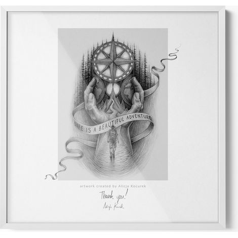 Cadre pour photos artistiques avec verre plexiglas - Cadre élégant pour photos graphiques et affiches - dans un cadre blanc 50x50 cm