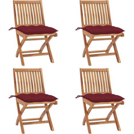 Klappbare Gartenstühle mit Kissen 4 Stk. Massivholz Teak (1/5)