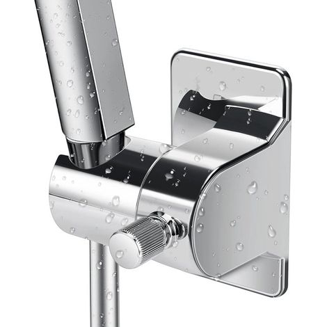 Soporte para ducha - No requiere perforación - Cabezal de ducha ajustable - Gira 360 grados - Ajustable - Plateado (1/5)