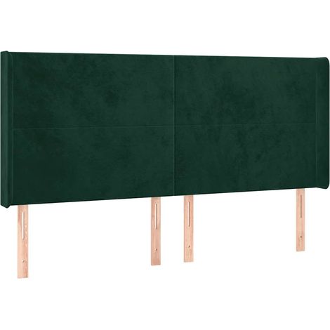 Testiera Testata del letto ad Orecchio Verde Scuro 163x16x118/128 cm in Velluto (1/5)