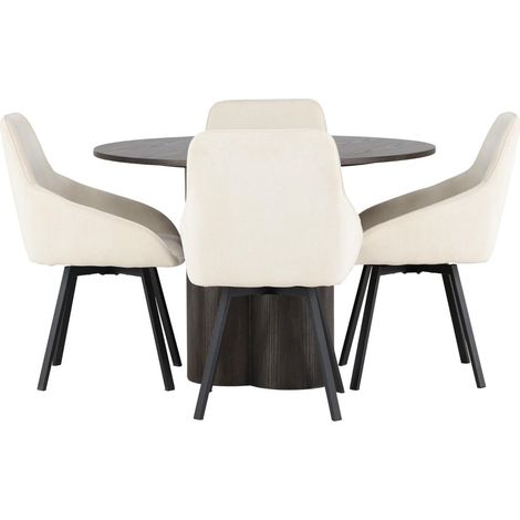 Olivia Essgruppe Esstisch Mokka 4 Stühle beige. (1/4)