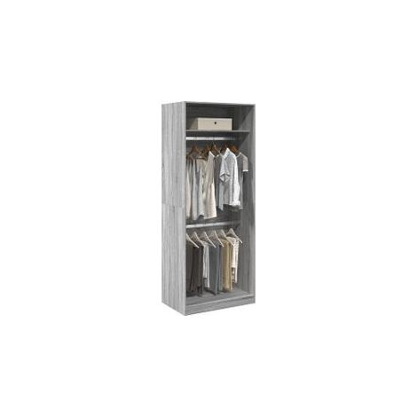 Armoire dressing 2 penderies 1 étagère 80cm - Collection Laker-Chêne gris