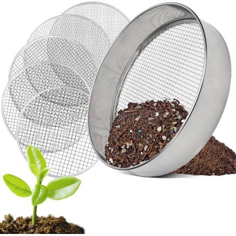 Setaccio da giardino in acciaio inox - 5 - in - 1 Setaccio da giardino rotondo da 30 cm con 5 setacci intercambiabili - diametro 3 - 6 - 9 - 10 - 12 mm - 1 30 cm (1/2)