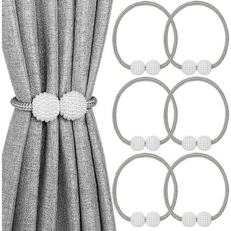Lot de 6 embrasses de rideaux magnétiques décoratives pour fenêtre (gris) (1/4)
