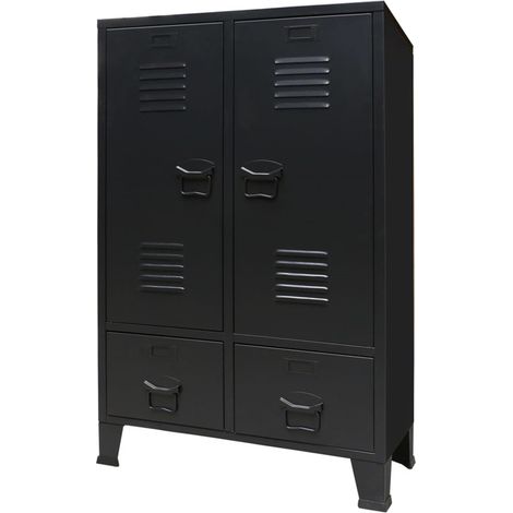 FIMEI Garde-robe Métal de style industriel 67 x 35 x 107 cm Noir (1/5)