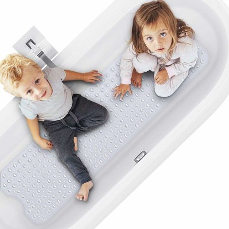 Bath mat, anti-mold, non-slip, pebbles, with suction cup, bathroom, extra long, machine washable, hand washable 100 x 40 cm (1/4)