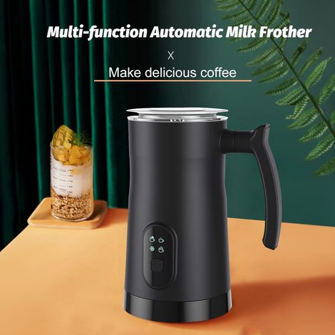 Mousseur à lait électrique 4 en 1, acier inoxydable, mousseur à lait chaud/froid, fonctionnement silencieux, intérieur antiadhésif, 400 W, 350 ml, mousseur à café automatique et chaud. (1/5)