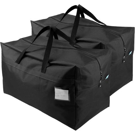 Paquete de 2 bolsas de almacenamiento grandes para ropa, ropa de cama y decoraciones de festivales, 100 l, color negro (1/3)