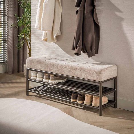Banc d'entrée industriel 125 cm en métal bronze Teresa (1/5)