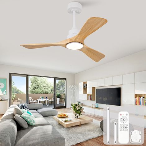 42-Zoll Deckenventilator mit Licht, 3 dicke propellerförmige Massivholzflügel, Industriedesign (1/5)