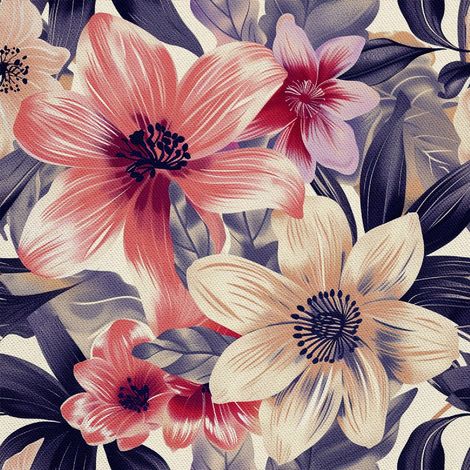 Tissu d'ameublement extérieur Oxford - Motif floral I DX5438 (1/5)