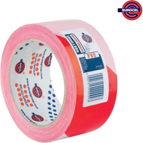 Eurocel Nastro Adesivo PVC 50mm x 66m Bianco/Rosso Resistente Impermeabile (1/2)