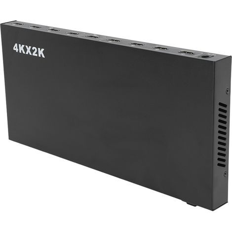 4K HD Composite-Video-Splitter, 1 Eingang, 8 Ausgänge, 100-240V AC-Netzteil, kompatibel mit DVD, Decoder und Spielkonsolen, europäischer Stecker. (1/4)