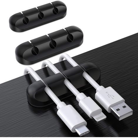 Clips Câble Organisateur Bureau, Lot de 3 Support de Câble, Organisateur de Cordon, Gestion des Cables, Câble Rangement pour USB Câbles de Chargeur/Souris/Écouteur/PC (1/5)