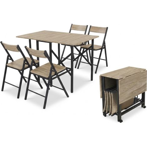 Set Tavolo Pranzo Pieghevole Salvaspazio Cucina Mobile 120x80x75 cm
