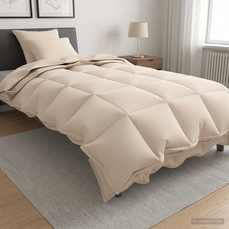 vidaXL Juego de Edredón 2 uds. 155 x 220 cm Kapok y poliéster Beige (1/5)