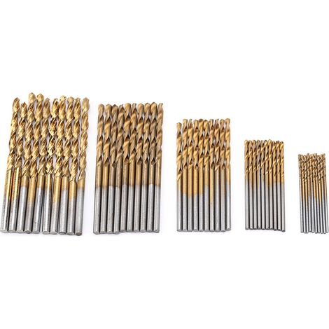 50Pcs Mini High Speed Steel Plating Titanium Straight Hand Twist Drill Bits Tool