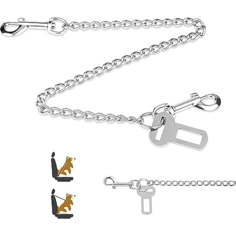 Attache Ceinture de Sécurité Chien 65 cm en Acier Inoxydable (1/5)