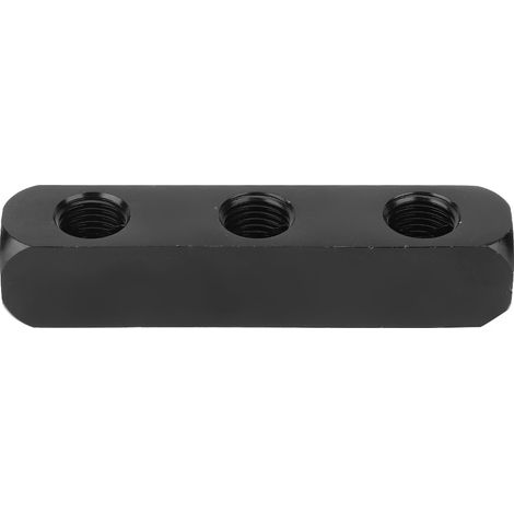 Manifold bloc distributeur d'air comprimé SUS304 3 voies filetage BSPP 1/4 pouce noir pour raccord pneumatique (1/5)