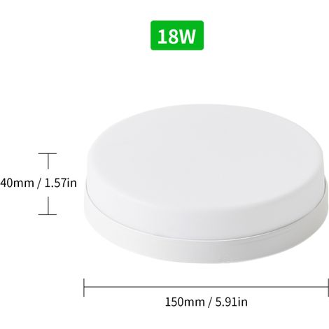 Plafonnier LED encastré 18W rond pour cuisine, chambre, couloir (lumière blanche 6500-7000K) (1/5)
