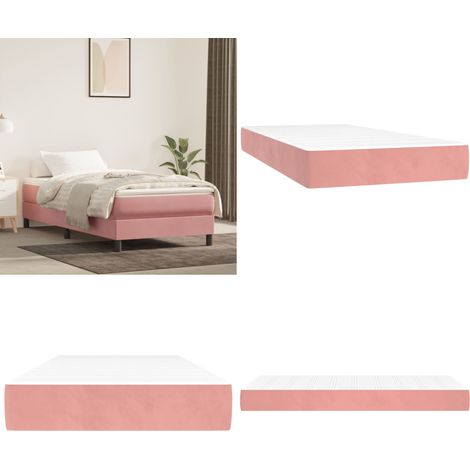 Matelas de lit à ressorts ensachés Rose 90x200x20 cm Velours - Matelas À Ressorts Ensachés - Matelas Velours - Matelas Double - Matelas Rose - Literie - Home & Living (1/5)