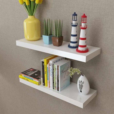 vidaXL Estantes flotantes de pared 2 uds MDF blanco para libros/DVD (1/5)