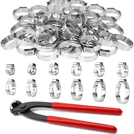 Collier de Serrage Inox 180 Pcs, Pince Multiprise, 5.8-33.1mm, 12 Tailles (1/5)