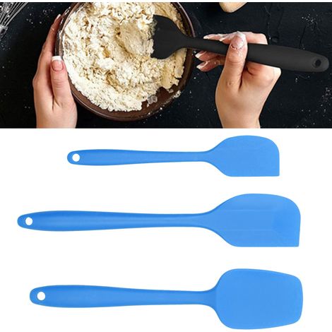 Spatule à pâtisserie en silicone antiadhésive, couteau à beurre pour la cuisson, racloir à chocolat, ustensile de cuisine lisse et résistant à la chaleur, bleu. (1/5)