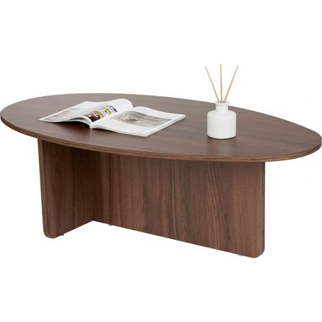 Couchtisch Parona, oval, Holzdekor, Tischplatte braun, 120x65x40h cm, Walnuss
