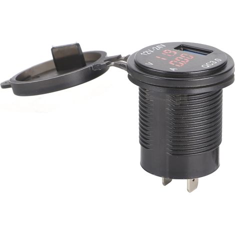 3-in-1-Autoladegerät mit USB 3.0-Anschluss, digitalem Voltmeter und Amperemeter zur Schnellladefunktion für Smartphones (rot) (1/5)
