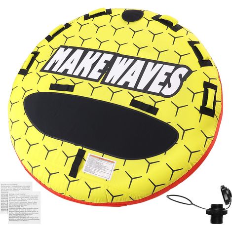 Bouée tractée 3 places, bouée gonflable ronde 160 cm avec housse en nylon et poignées en EVA pour sports nautiques (1/5)