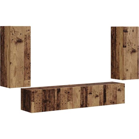 Maison Exclusive - TV-Wandregal-Set Wandmontiert 4 pcs Altholz Ho